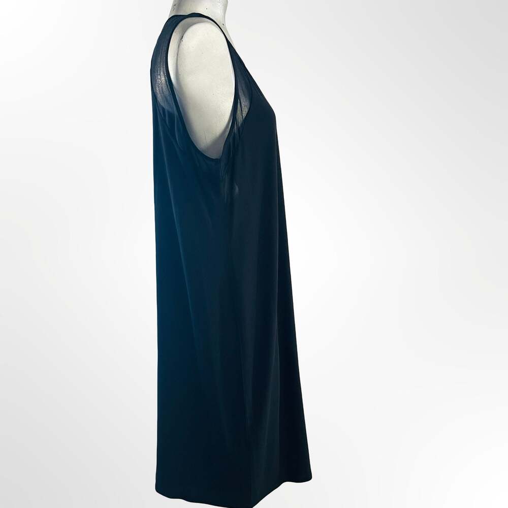 Eileen Fisher Black Silk Mesh Shoulder Sleeveless Midi Dress Size XL - Picture 2 of 6